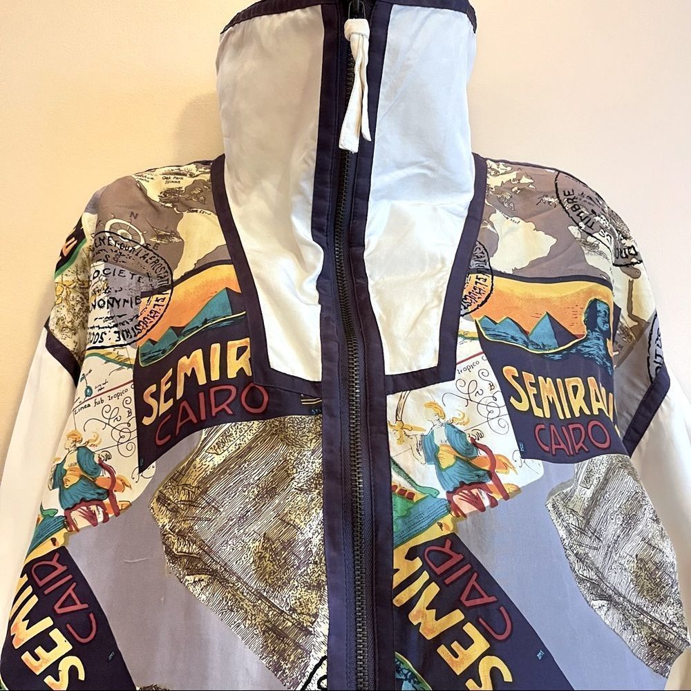 Vintage East West 100% Silk Printed Jogger Set Jacket Drawstring Pants Size L - Picture 4 of 15
